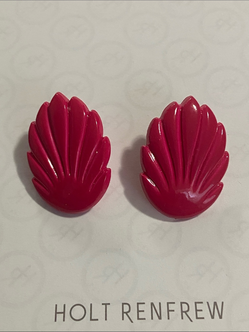 Vintage Hot Pink Fan-Style Earrings